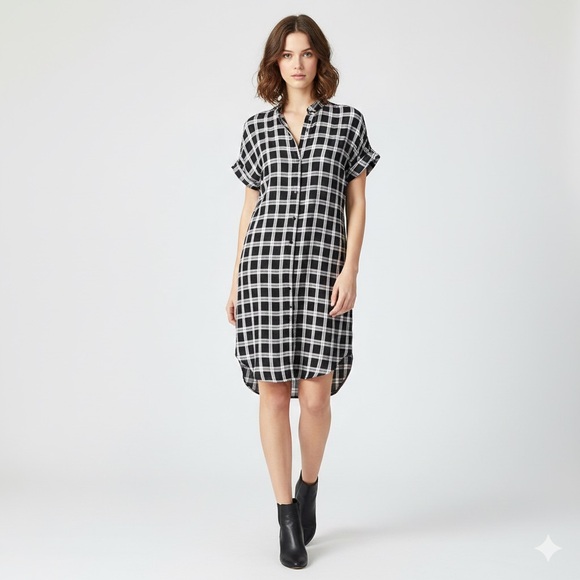 Rag & Bone Cooper Black Grey Plaid Shirt Dress Mini – Size Medium - Picture 13 of 13